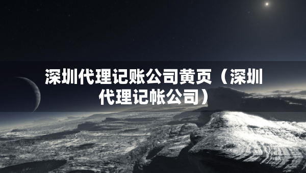 深圳代理记账公司黄页（深圳代理记帐公司）