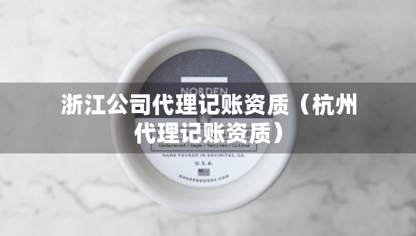 浙江公司代理记账资质（杭州代理记账资质）