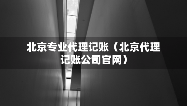 北京专业代理记账（北京代理记账公司官网）