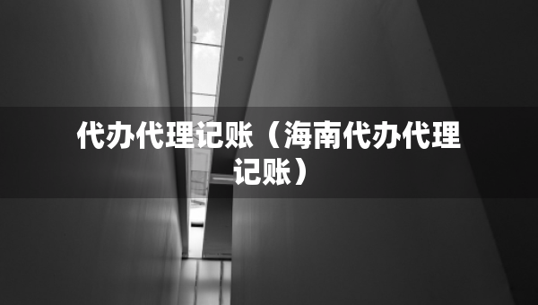 代办代理记账（海南代办代理记账）