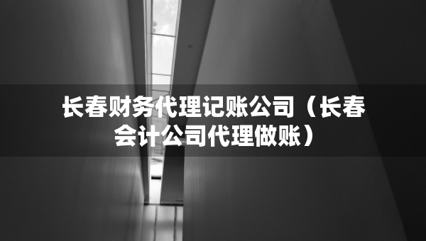 长春财务代理记账公司（长春会计公司代理做账）