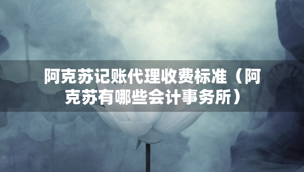 阿克苏记账代理收费标准（阿克苏有哪些会计事务所）