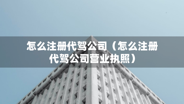 怎么注册代驾公司（怎么注册代驾公司营业执照）