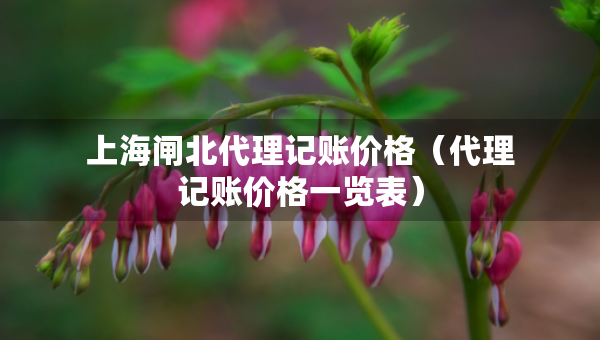 上海闸北代理记账价格（代理记账价格一览表）