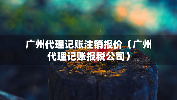 广州代理记账注销报价（广州代理记账报税公司）