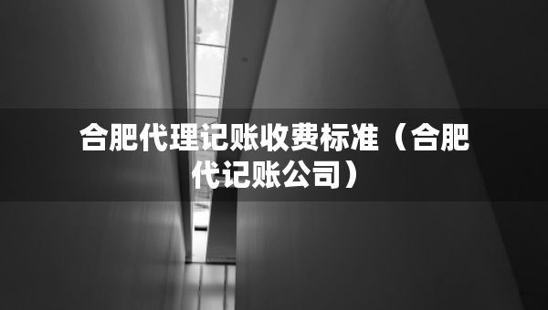 合肥代理记账收费标准（合肥代记账公司）