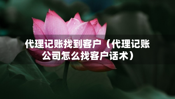 代理记账找到客户（代理记账公司怎么找客户话术）