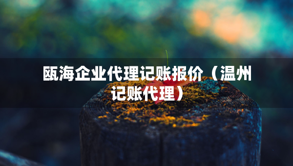 瓯海企业代理记账报价（温州记账代理）