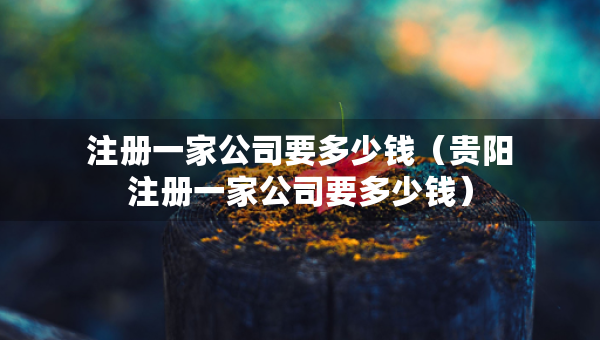 注册一家公司要多少钱（贵阳注册一家公司要多少钱）